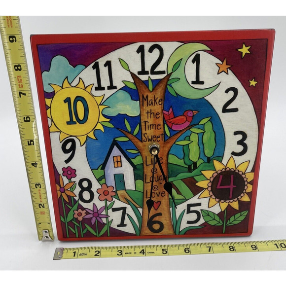 Sincerely Sticks "Big Time" Square Clock 9 Inch x 9 Inch Made In Iowa - Picture 2 of 5